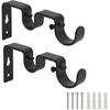 PREMIUS Heavy Duty Double Curtain Rod Bracket, Black, 2-Pack