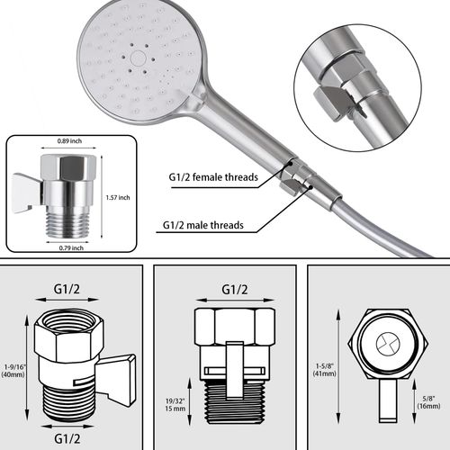 Hsmhose Shower Shut Off Valve, Shower Flow Control Valve,Soild Brass Flow Pressure Regulator for Handheld Shower Head G1/2 Chrome