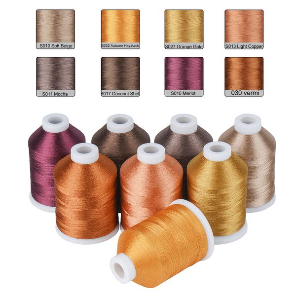 Simthread Brown Embroidery Thread 8 Madeira Colors 550Yards, 40wt 100% Polyester for Brother, Babylock, Janome, Singer, Pfaff, Husqvarna, Bernina Machine