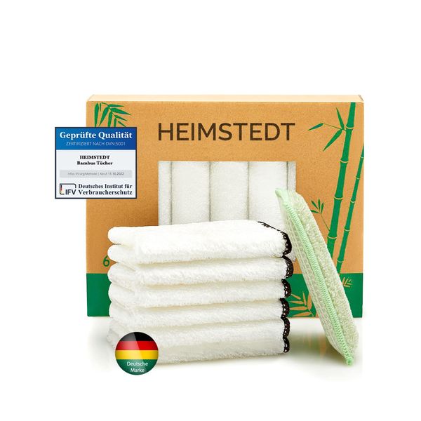 HEIMSTEDT® Bambus Tücher Schwarz (6er Pack) - nachhaltige Bambus Putztücher für streifenfreie Reinigung auf Allen Oberflächen