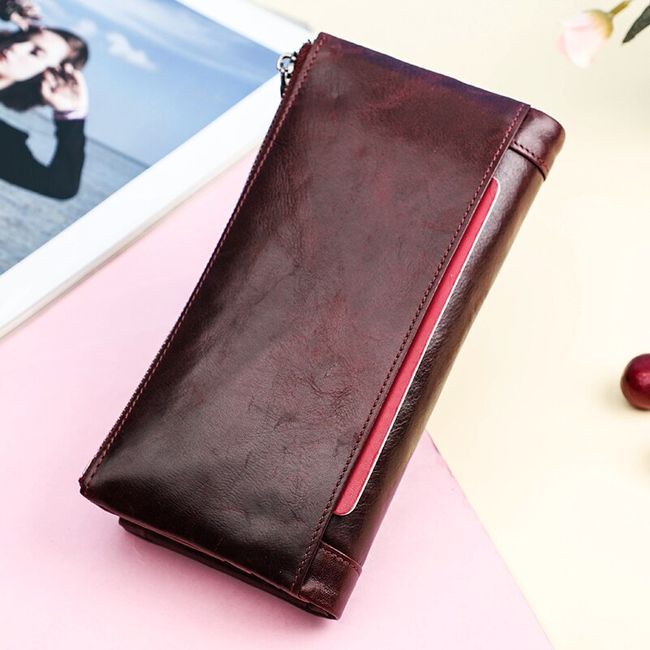 CONTACT'S Genuine Leather Clutch Bag Men Wallet with Airtag Case Vintage  Zipper Wallets Card Holder Male Purse Large Capacity