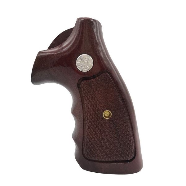 handicraftgrips KRW30## New Smith & Wesson S&W K/L K L Frame Round Butt Grips Hard Wood Checkered Open Back Silver Medallions Handmade Handcraft Sport Men Birthday Newyear Christmas