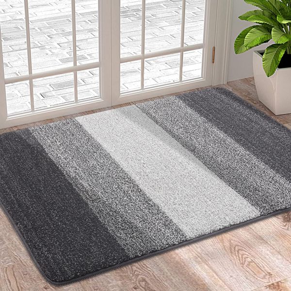 Homaxy Door Mats Indoor, Machine Washable Soft Doormats, Dirt Trapper Door Mat, Super Absorbent Entrance Rug, Non-slip Floor Mats For Inside, Front Back Door, Pets and Dogs (50 X 80 cm, Grey)