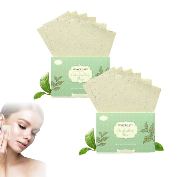 MEXRUMI 2Er-Pack Face Blotting Papers, Grüner Tee, Ölabsorbierende Tücher Für Männer, Frauen, 200 Stück Face Oil Blotting Papers, Face Blotting Papers, Oil Blotting Papers