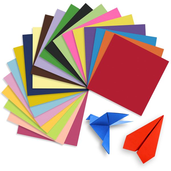 ANVIRO Origami Paper, Pack of 200 Double Sided Sheets in 20 Sharp Colour, Graceful Sheets Coloured Paper of 15*15cm Craft Paper, 70gsm Thick Construction Paper