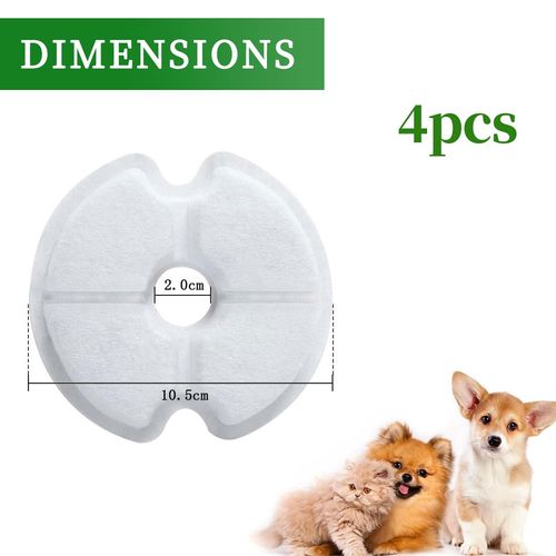 LEEQBCR 4 Pieces Cat Fountain Filter, Pet Replacement Filter with Activated Carbon and Resin, Triple Filtration for 2-2.5 litre Automatic Water Dispenser Cat/Dog Fountain Filter