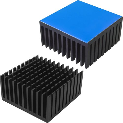 MEETOOT 4PCS Memory Chip Heat Sink with Thermal Conductive Double Sided Adhesive 40x40x20mm Anodised Aluminium Heat Sink Slotted Electronic Heat Sink for GPU Stepper Drive Cooling Black