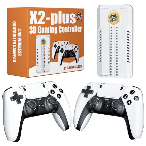 X2 Plus Retro Game Stick,Plug and Play Video Game Stick Built in 25000+ Games,58 simulators,Supports Wireless and Wired joysticks, up to Four joysticks (X2PLUS-64G)