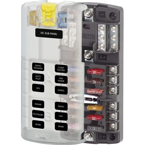 FUSE BLOCK STB 12SPLIT W/GND/CVR
