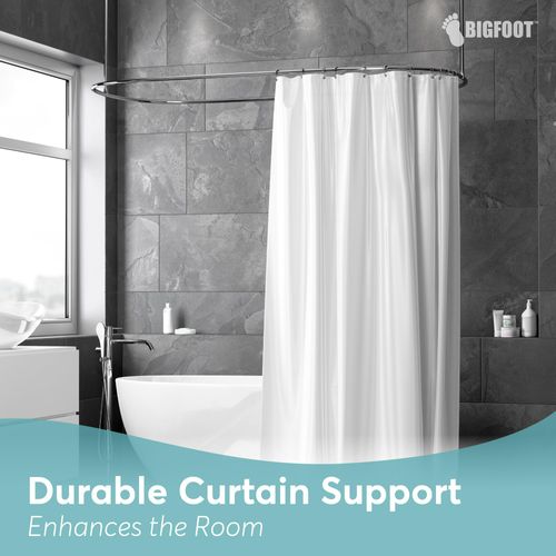 BigFoot Shower Curtain Hooks, Stainless Steel, Rust Resistant, Easy Installation & Smooth Glide, Fits Standard Shower Rods, 2 Hook Rings Hold Liners & Curtains, Showers Up to 72", 12 Pieces, Nickel