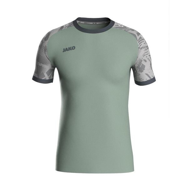 JAKO ICONIC Trikot Kinder Mintgrün, Soft Grey, Anthra Light, Gr. 152 - Nachhaltiges Sport Shirt kurzarm aus 100% recyceltem Polyester, Feuchtigkeitstransportierend