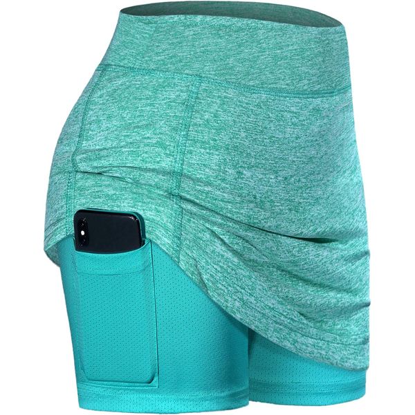 BLEVONH Tennis Skirt,Women High Waisted Sports Skirts with Spandex Shorts Teenage Girls Breathable Adorable Lounging Golf Skorts Ladies Stretch Everyday Skort As Daughter Gifts Green XS