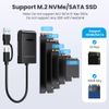 Cablecc NVME M.2 M-Key SATA NGFF SSD Docking External Enclosure with USB3.0 Type-C Type-A Horizontal Cable RTL9210B Chipset