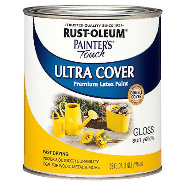 Painter's Touch Latex Paint, Sun Yellow Gloss, 1-Qt.