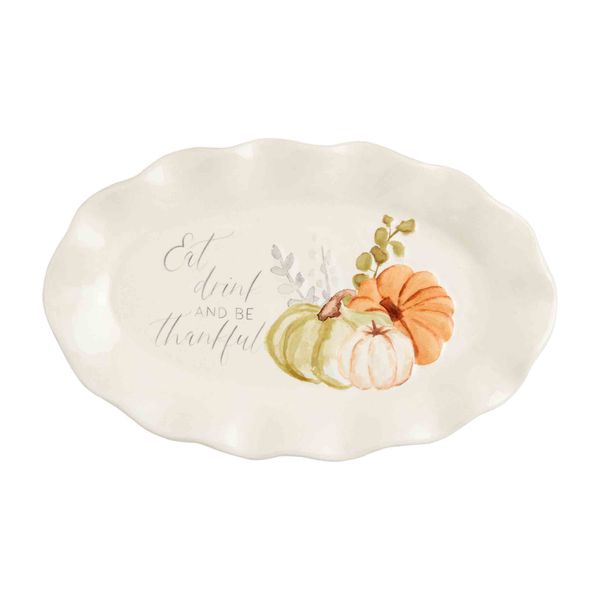 Mud Pie Grateful Sentiment Plate, 8" x 5" White