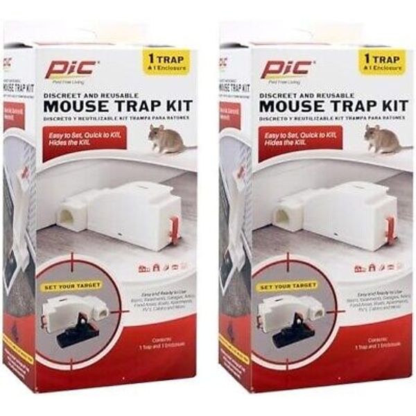 PIC MTK-P Mouse Trap Kit, Black,Discreet Mouse Trap - Set of 1 (Pack of 2)