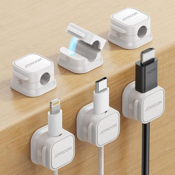 JOYROOM Cable Holder, Industry First, Magnetic Cable Holder, Cable Clips, Wire Blocks, Wire Organization, Cable Smoothly Adjustable, Cord Holder, Around Desk, Cord Clip, Stick, Strong Adhesive, USB