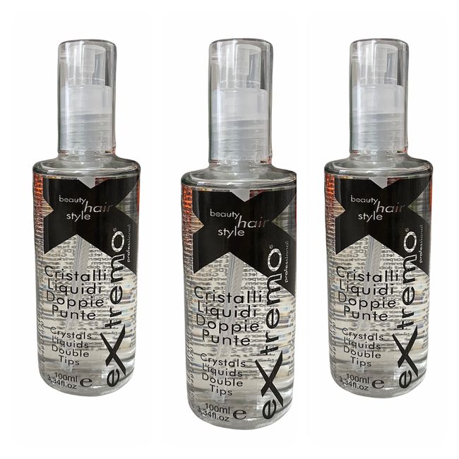 3 x 100 ml extremo Liquid Kristalle & Öl für Haare - Haarserum für trockenes & krauses Haar - Made in Italien - in der Glasflasche