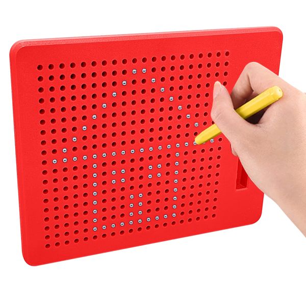 YATOSEEN Magnetic Drawing Board for Children, Drawing Board with Magnetic Balls and Pen, Kids Toy Drawing Gifts for Children Aged 3+, 215x175x12mm(Small, Red)