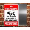 No Trespassing Property Protected Video Surveillance Security Camera 8" x12 Sign