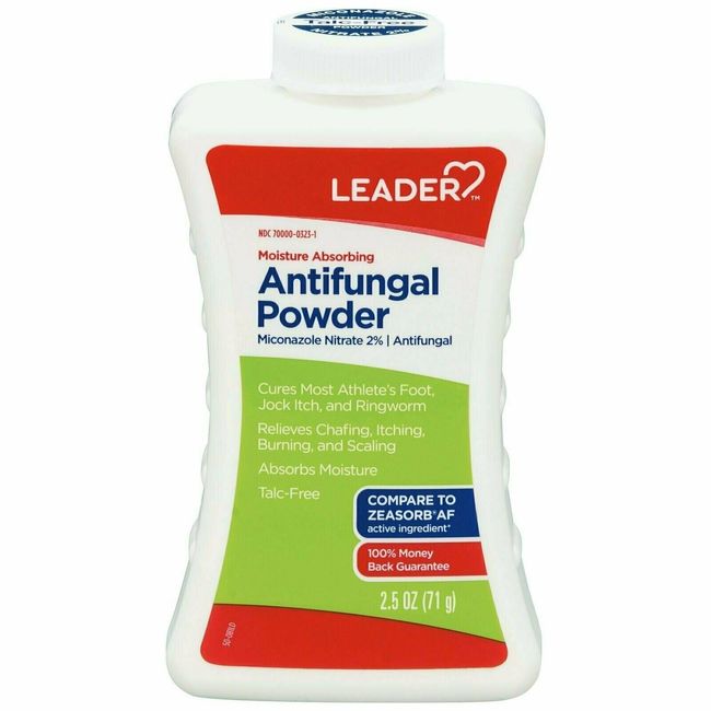 Leader Miconazole Antifungal Powder Moisture Absorbing Talc-Free 2.5 oz 6 Pack