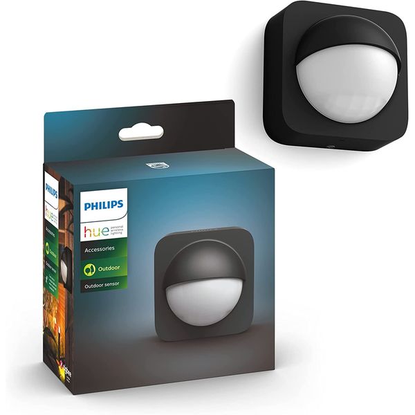 Philips Hue Outdoor Motion Sensor. Smart Lighting Accessory for Outdoor Light Control. Patio, Terrace, Garden, Black