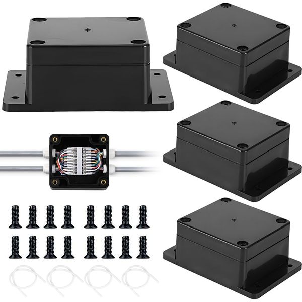 4PCS Project Box with Fixed Ear, Junction Boxes IP65 Waterproof, Electronic Project Box Enclosure Case, ABS Universal Electronics Project Enclosure for Electronics Instrument