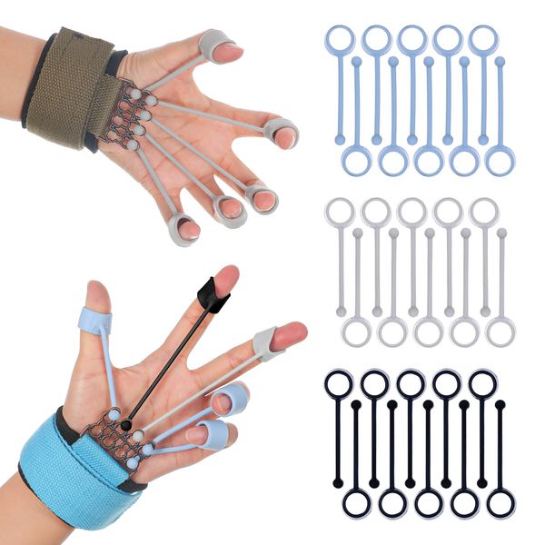 wefaner Finger Strengthener Band Exerciser Trainer ,Finger Resistance Band for Hand Grip Strength Forearm Stretching Rehabilitation Fitness Assist for Arthritis, Carpal Tunnel for Muscle Building and Injury Recovery.