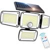 CLAONER SOLAR LIGHTS 346 LED 3000LM MOTION SENSOR REMOTE CONTROL 4-HEAD