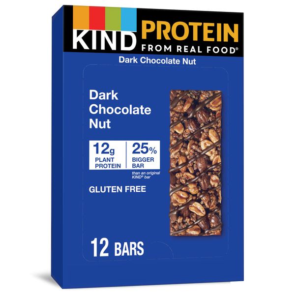 KIND Protein Bars, Double Dark Chocolate Nut, Gluten Free, 12g Protein,1.76oz, 12 count