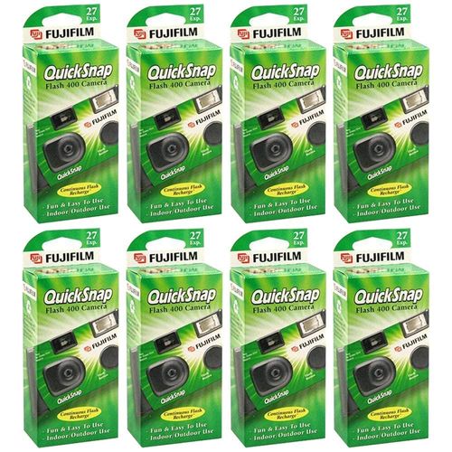 Fujifilm QuickSnap Flash 400 One Time Use 35mm Camera with Flash, 27 Exposures, 8-Pack