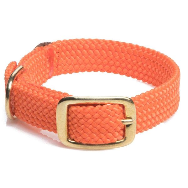 Mendota Pet Double Braid Collar - Brass - Dog Collar - Made in The USA - Orange , 9/16 in x 14 in Junior