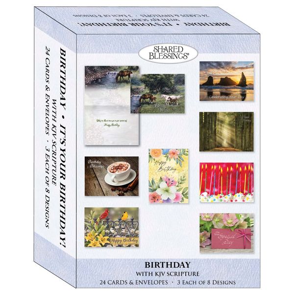 Shared Blessings It’s Your Birthday! 24 Boxed Greeting Cards with KJV Scripture and Envelopes