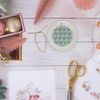 Circle Porcelain Ornament - Speckled Hen Wallpaper Pattern in Powder Blue Patterns