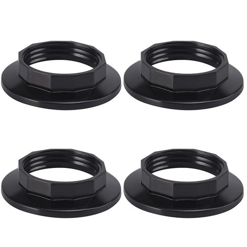 DiCUNO Lamp Shade Reducer Ring E14, Lamp Holder Twist Lock Socket Replacement Ring, Lampshade Ring Converter, Small Screw Lamp Shades Black, 4 Pieces