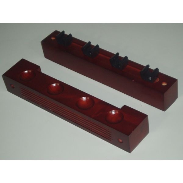 2 MAHOGANY POOL/SNOOKER CUE RACK HOLDS 4 CUES **