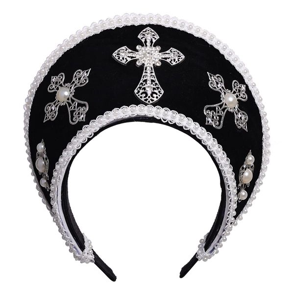 Damen Kopfschmuck Tudor Renaissance Royal French Hood Coronet (schwarz)