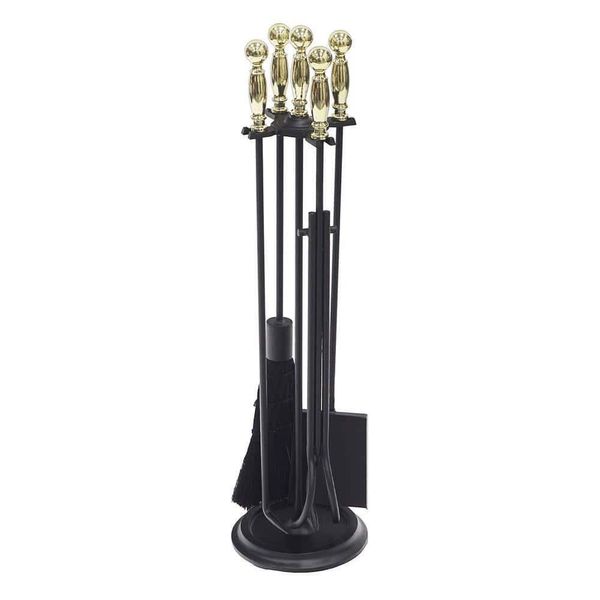 Achla Designs Fireplace Tools 30.25" Polished Brass Black Chelmsford Tool Set