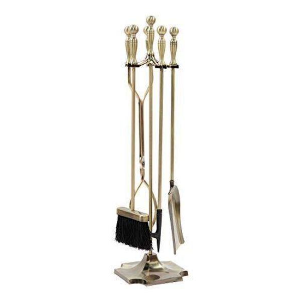 Concord 5 piece Fireplace Tool Set Antique Brass