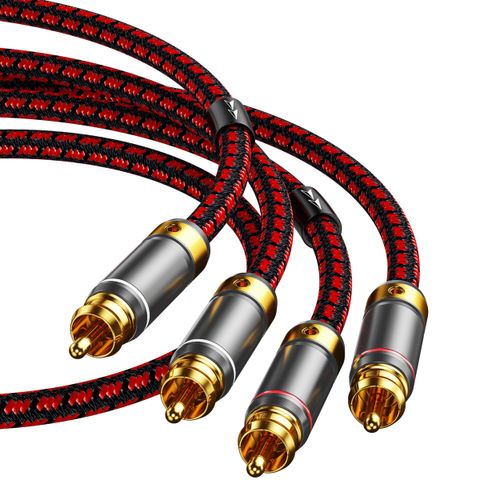 Hagietek 2 RCA Audio Cable Audiophile Gold Plated Stereo Braided Subwoofer Cable Oxgen Free Copper for Home Theater,HDTV, Amplifiers,HiFi Systems,6.5FT