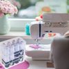 New brothread Polyester Machine Embroidery Thread 1000m with Clear Plastic Storage Box for Embroidery & Quilting - 8xWhite