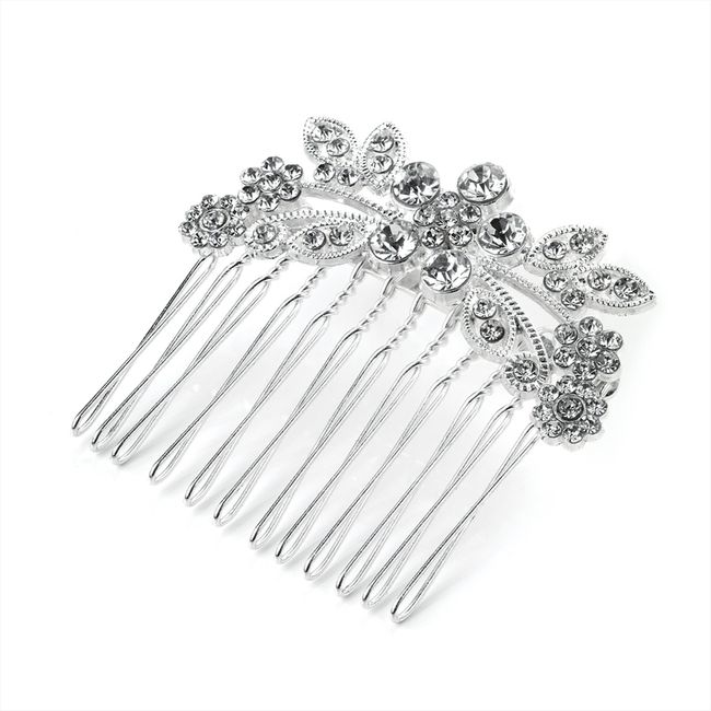 HA25831 Vintage Look Silver Colour Elegant Crystal Hair Comb Wedding Party Prom