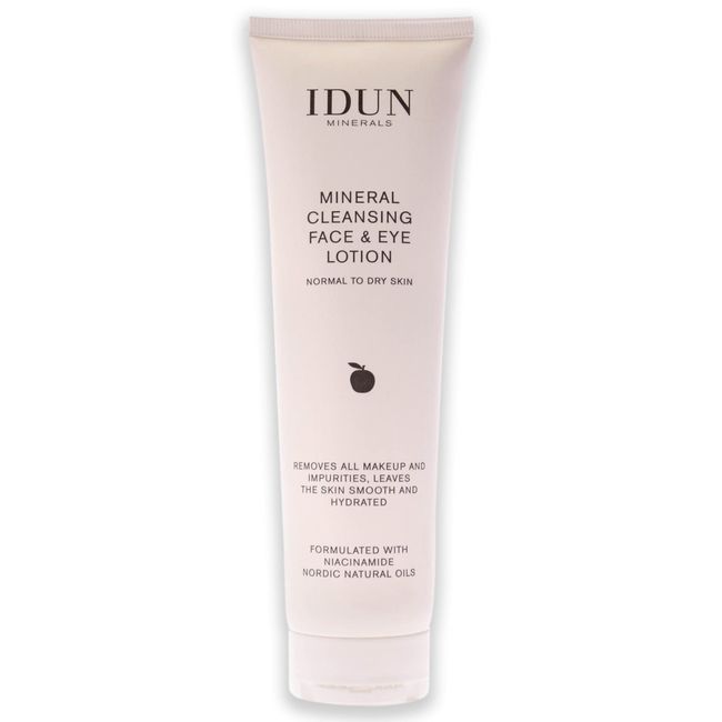 IDUN Minerals Cleansing Face and Eye Lotion - Emulsion Based Wash - Removes Dirt and Waterproof Makeup - Recommended for Dry and Mature Skin - 100 Percent Vegan, Contains Canola and Oat Oil - 5.07 oz