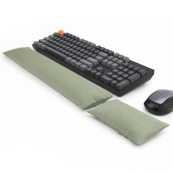 Keyboard Mouse Wrist Rest Bean Bag Set, Ergonomic Wrist Rest for Keyboard and Mouse Filled Ergo Beads, for Laptop, Desktop Computer, Light Army Green