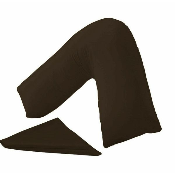 HoitoDeals Chocolate V-Shaped Pillow Cushion For Head, Neck, Back Support With Pillow Case (1Pcs)