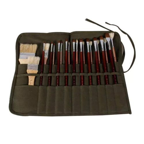 Paint Brush Bag Artist Paint Brush Holder 22 Slots Roll Up Brush Bag Case Paint Brush Storage Canvas Pouch Draw Pen Watercolor Oil Painting Brushes Holder for Acrylic Watercolor Oil Draw Pen Brush