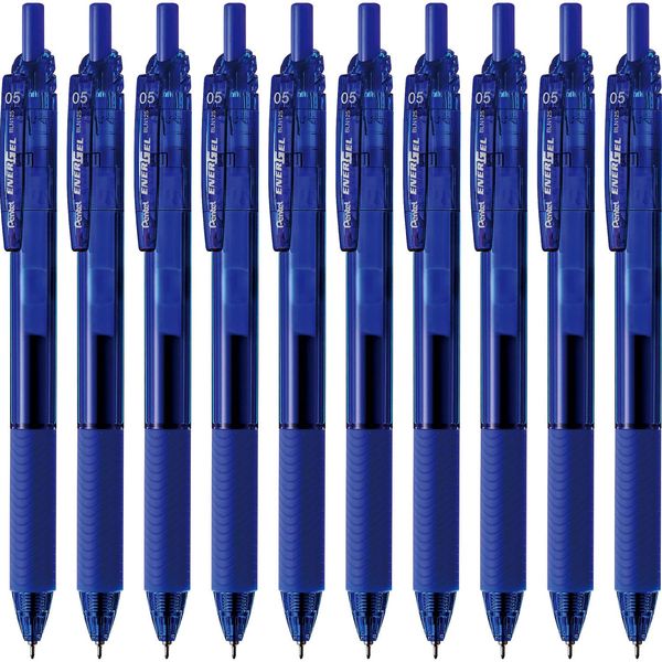 Pentel EnerGel S BLN125-C Gel Ink Ballpoint Pen, Tip Diameter: 0.02 inches (0.5 mm), Color: Blue, Count: 10