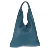 Girly Handbags V Shape Genuine Top Handle Bag - Navy
