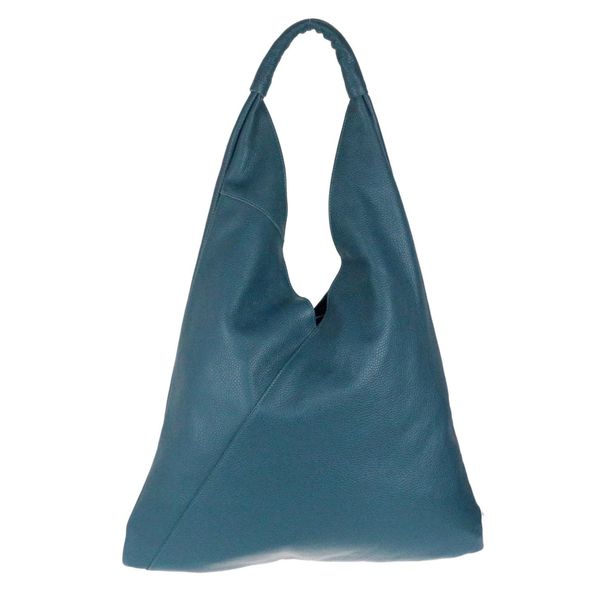 Girly Handbags V Shape Genuine Top Handle Bag - Navy