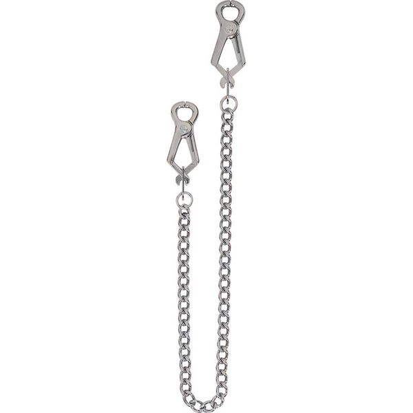 Spartacus Endurance Pierced Nipple Clamps with Link Chain, Silver